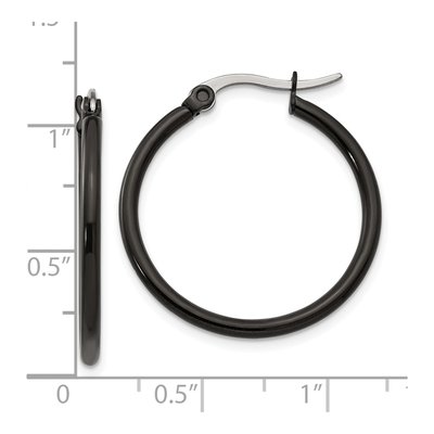 Black Stainless Steel 26mm Hoop Earrings – view 7