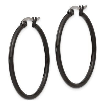 Black Stainless Steel 32mm Hoop Earrings – view 4