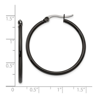 Black Stainless Steel 32mm Hoop Earrings – view 6