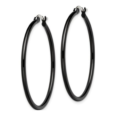 Black Stainless Steel 40mm Hoop Earrings – view 4