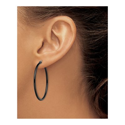 Black Stainless Steel 40mm Hoop Earrings – view 5