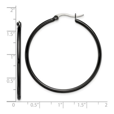 Black Stainless Steel 40mm Hoop Earrings – view 6