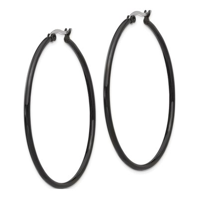 Black Stainless Steel 48mm Hoop Earrings – view 4