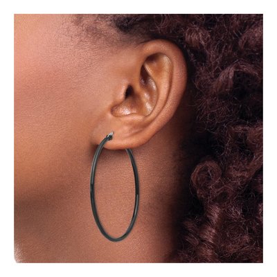 Black Stainless Steel 48mm Hoop Earrings – view 5
