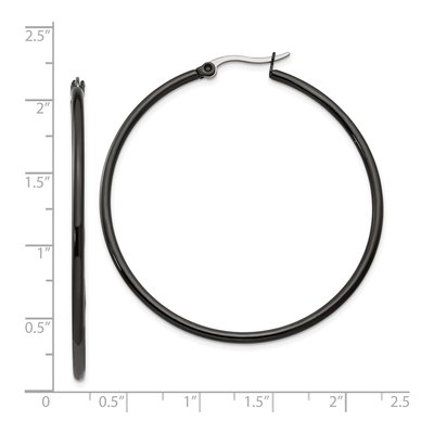 Black Stainless Steel 48mm Hoop Earrings – view 6