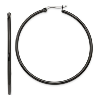 Black Stainless Steel 48mm Hoop Earrings