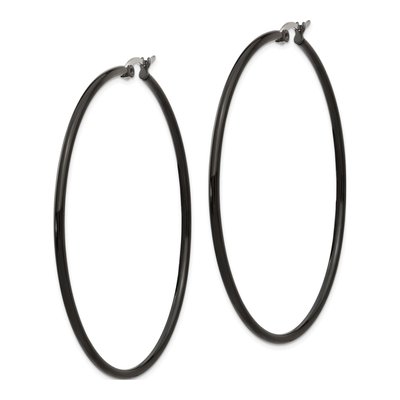 Black Stainless Steel 60mm Hoop Earrings – view 4