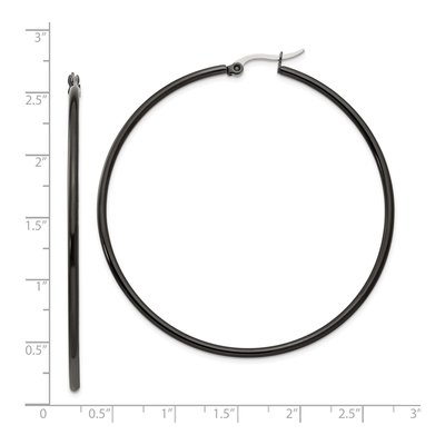 Black Stainless Steel 60mm Hoop Earrings – view 6