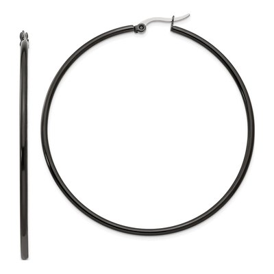 Black Stainless Steel 60mm Hoop Earrings