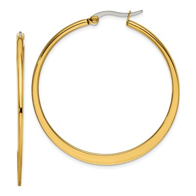 Stainless Steel 43mm Tapered Hoop Earrings