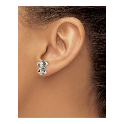 Stainless Steel CZ Fleur de Lis Stud Earrings – view 5