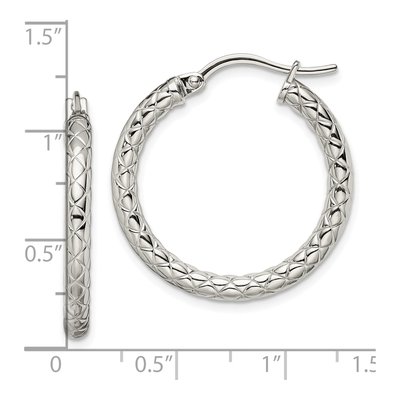 Stainless Steel 25mm Textured Hoop Earrings – view 6