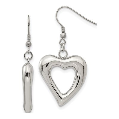 Stainless Steel Heart Dangle Earrings