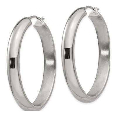 Stainless Steel 48mm Oval Hoop Earrings – view 4