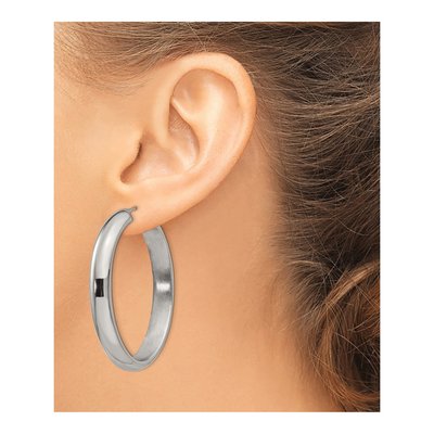 Stainless Steel 48mm Oval Hoop Earrings – view 5