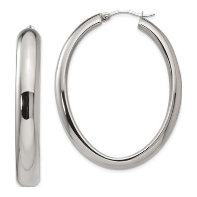Stainless Steel 48mm Oval Hoop Earrings