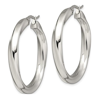 Stainless Steel 37mm Twisted Hoop Earrings – view 4