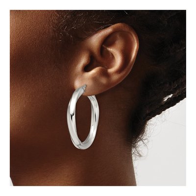 Stainless Steel 37mm Twisted Hoop Earrings – view 5