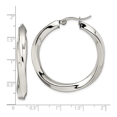 Stainless Steel 37mm Twisted Hoop Earrings – view 6