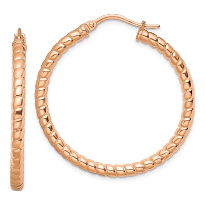 Stainless Steel 35mm IP Hollow Hoop Earrings