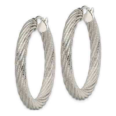 Stainless Steel 40mm Textured Hoop Earrings – view 4