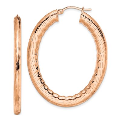 Stainless Steel 49mm IP Oval Hoop Earrings