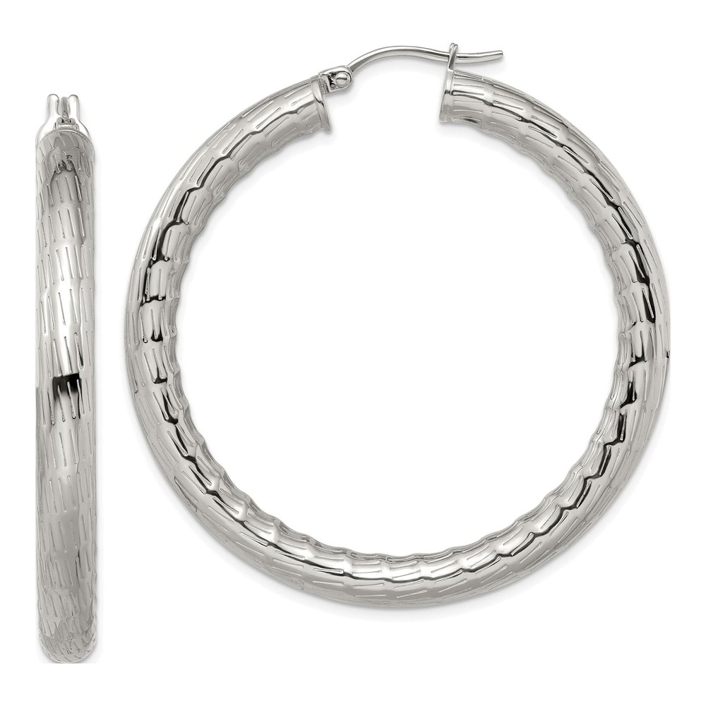 Chisel Stainless Steel Hoop Earrings, Polished