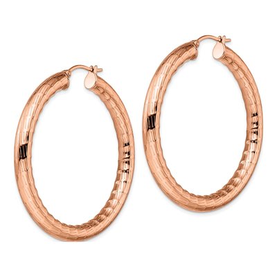 Stainless Steel 50mm IP Textured Hoop Earrings – view 4