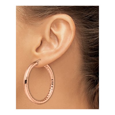 Stainless Steel 50mm IP Textured Hoop Earrings – view 5