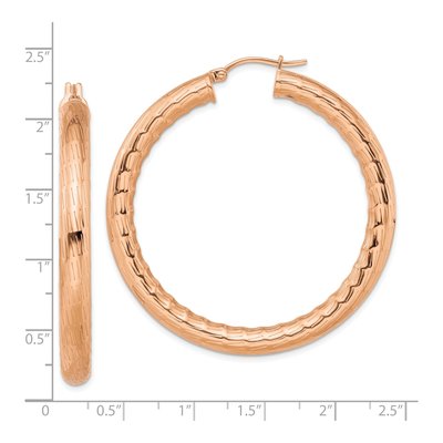 Stainless Steel 50mm IP Textured Hoop Earrings – view 6