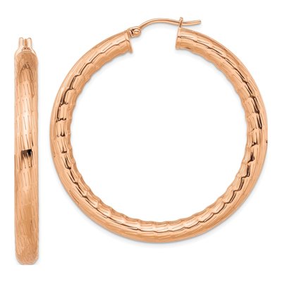 Stainless Steel 50mm IP Textured Hoop Earrings