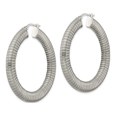 Stainless Steel 47mm Hollow Hoop Earrings – view 4