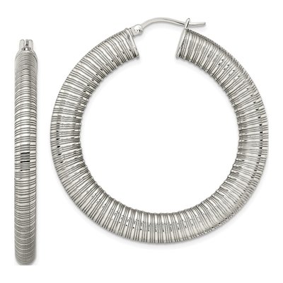 Stainless Steel 47mm Hollow Hoop Earrings