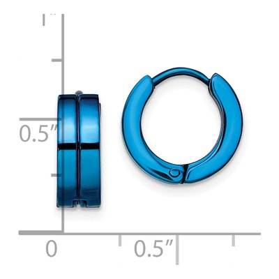 Stainless Steel 13mm Blue IP Huggie Hoop Earrings – view 6