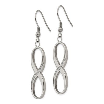 Stainless Steel CZ Infinity Dangle Earrings – view 4