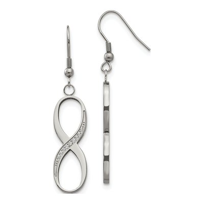 Stainless Steel CZ Infinity Dangle Earrings