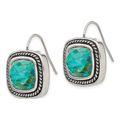 Stainless Steel Turquoise Dangle Earrings – view 4
