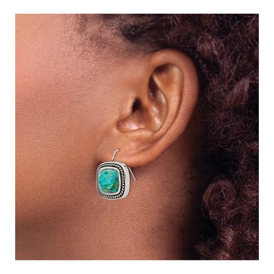 Stainless Steel Turquoise Dangle Earrings – view 5