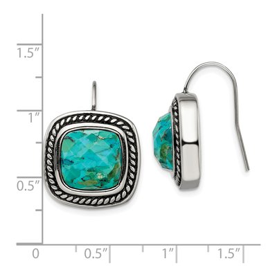 Stainless Steel Turquoise Dangle Earrings – view 6