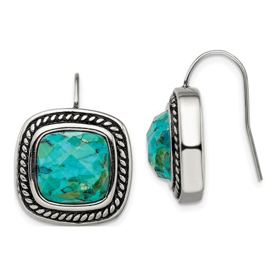 Stainless Steel Turquoise Dangle Earrings