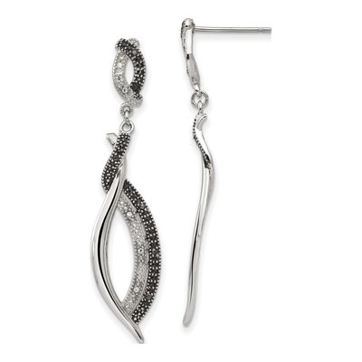 Stainless Steel CZ Dangle Earrings