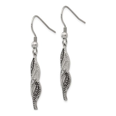 Stainless Steel CZ Antiqued Dangle Earrings – view 4