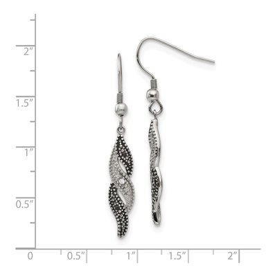 Stainless Steel CZ Antiqued Dangle Earrings – view 6