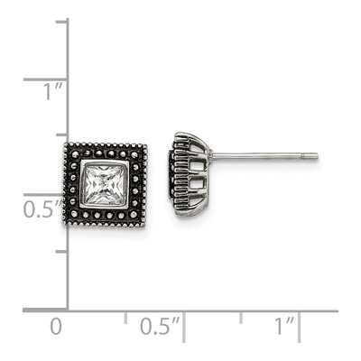 Stainless Steel CZ Square Stud Earrings – view 6