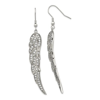 Stainless Steel CZ Dangle Earrings