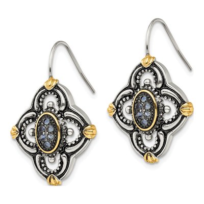 Stainless Steel Blue Glass Dangle Earrings – view 4