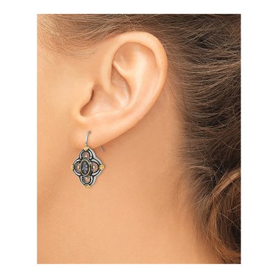 Stainless Steel Blue Glass Dangle Earrings – view 5