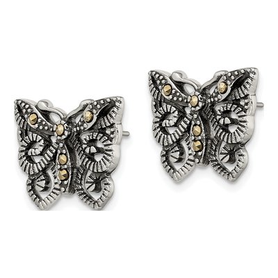 Stainless Steel Marcasite Butterfly Stud Earrings – view 4