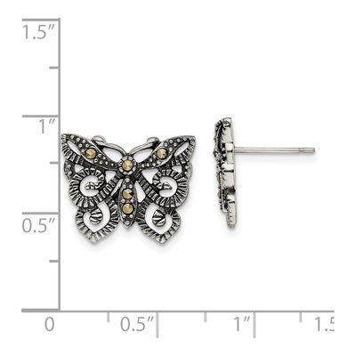 Stainless Steel Marcasite Butterfly Stud Earrings – view 6
