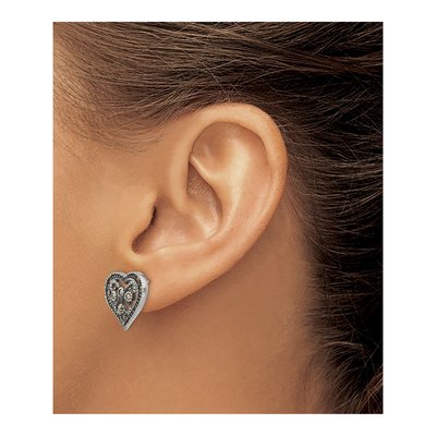 Stainless Steel Marcasite Heart Stud Earrings – view 5